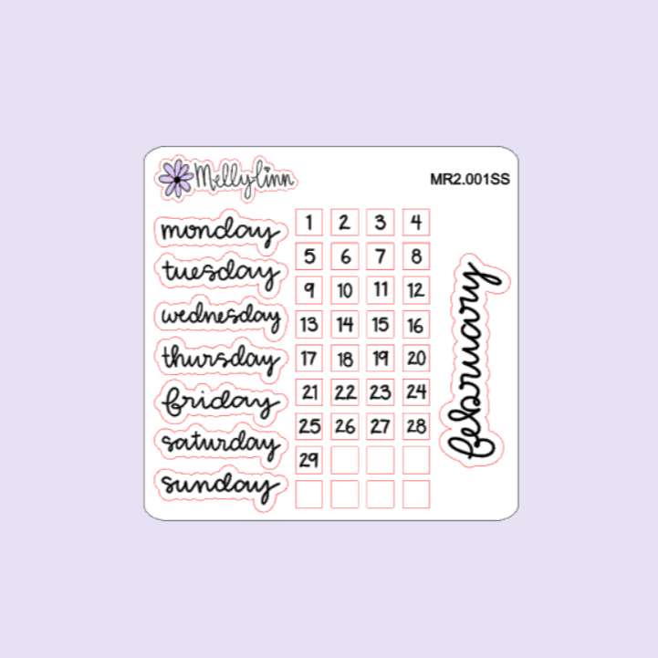 Monthly Redating Sticker Sheet
