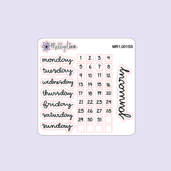 Monthly Redating Sticker Sheet