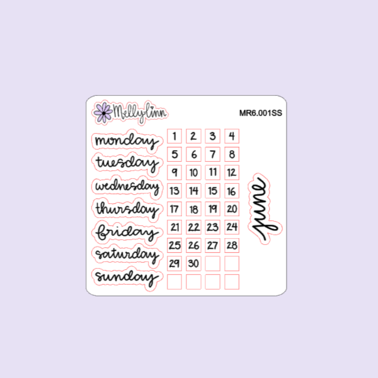 Monthly Redating Sticker Sheet