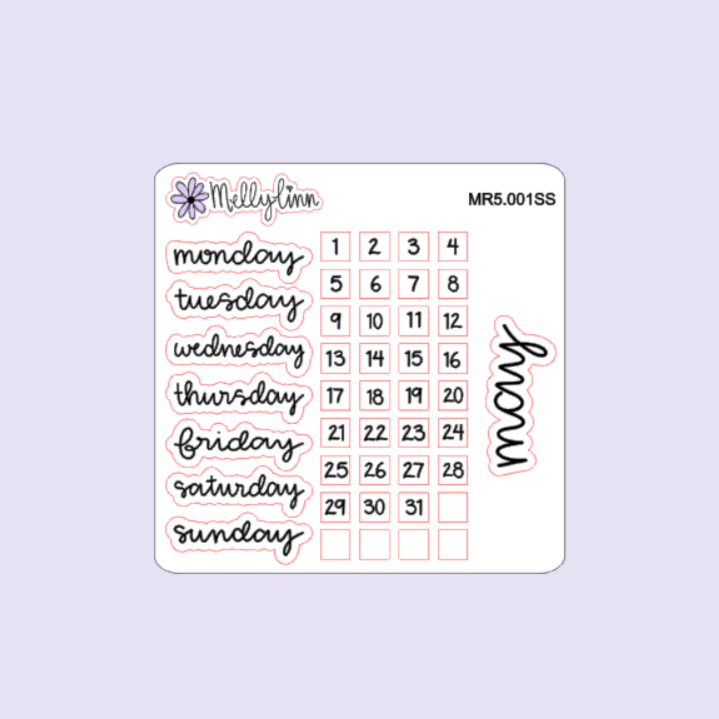 Monthly Redating Sticker Sheet