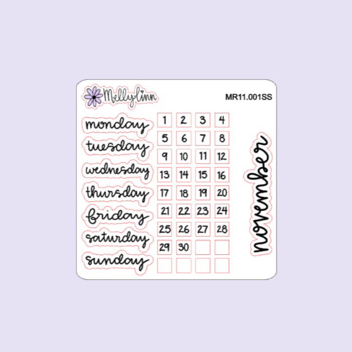 Monthly Redating Sticker Sheet
