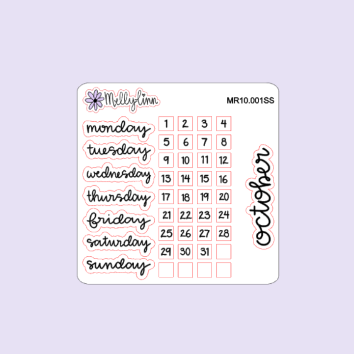 Monthly Redating Sticker Sheet
