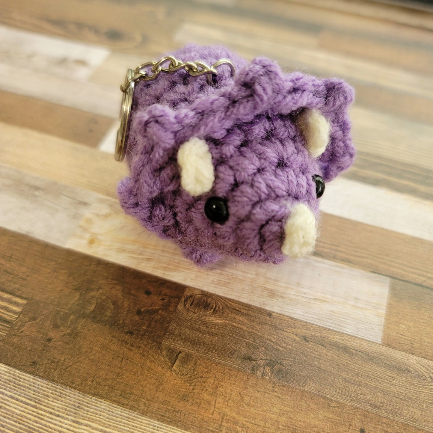 Crochet Triceratops Keychain