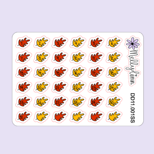 Fall Leaves Date Dots Sticker Sheet