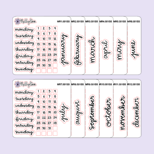 Monthly Redating Sticker Sheet