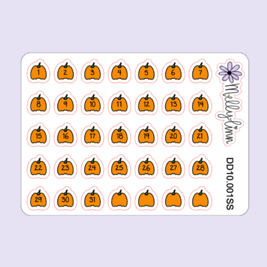 Pumpkin Date Dots Sticker Sheet